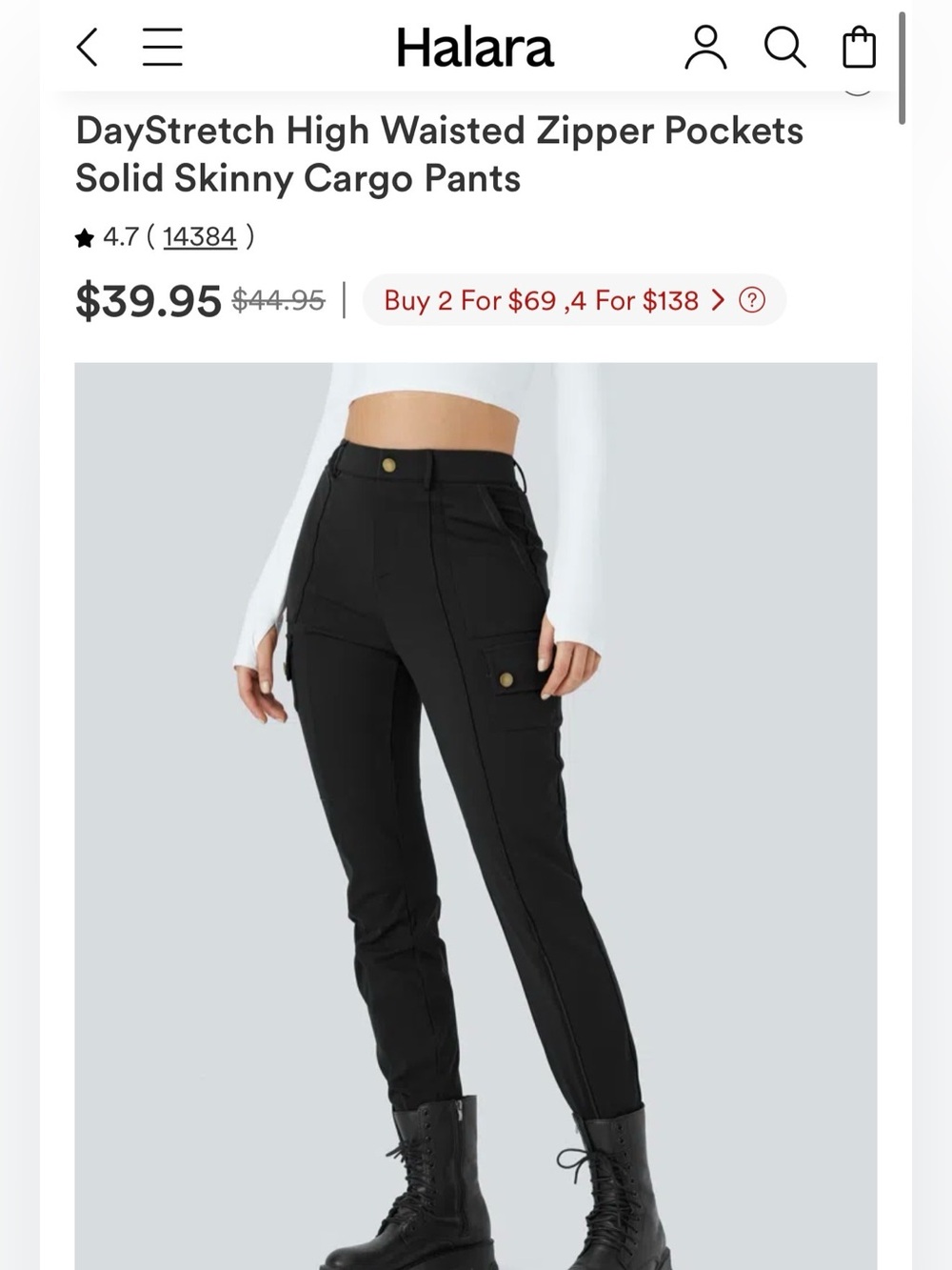 DayStretch High Waisted Zipper Pockets Solid Skinny Cargo Pants